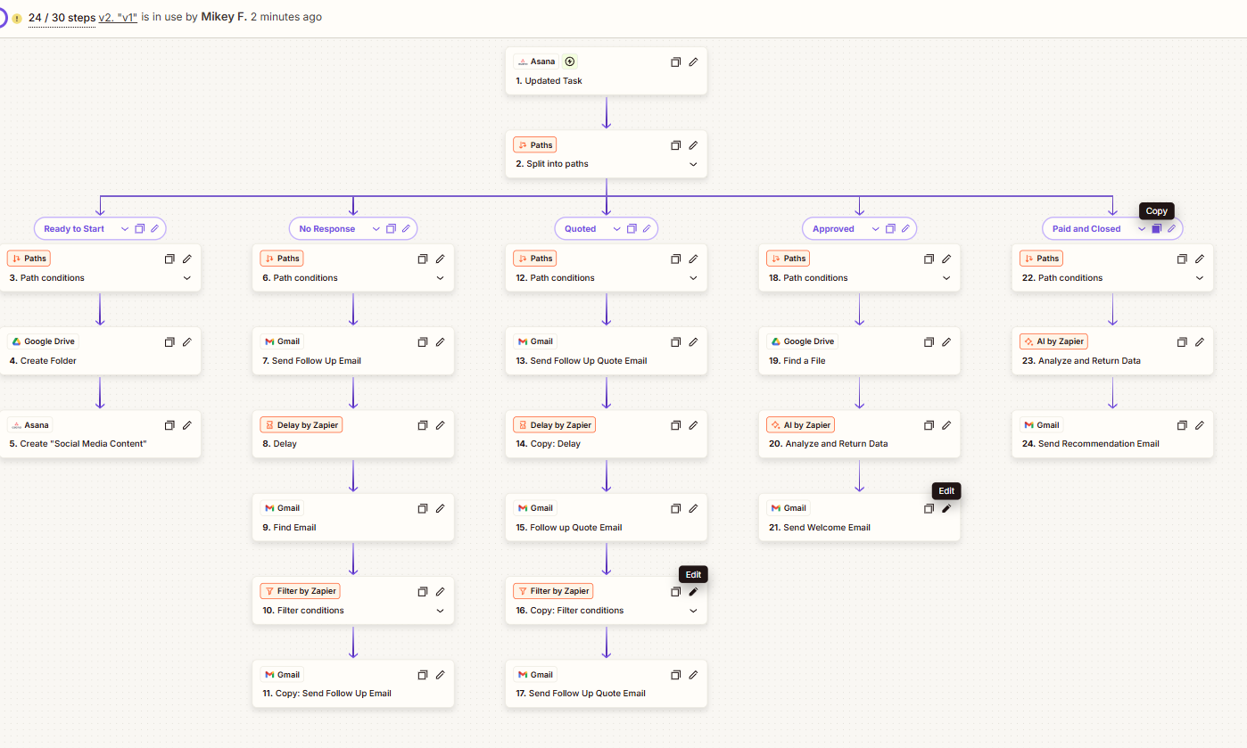 Zapier — Asana CRM Lead Engagement